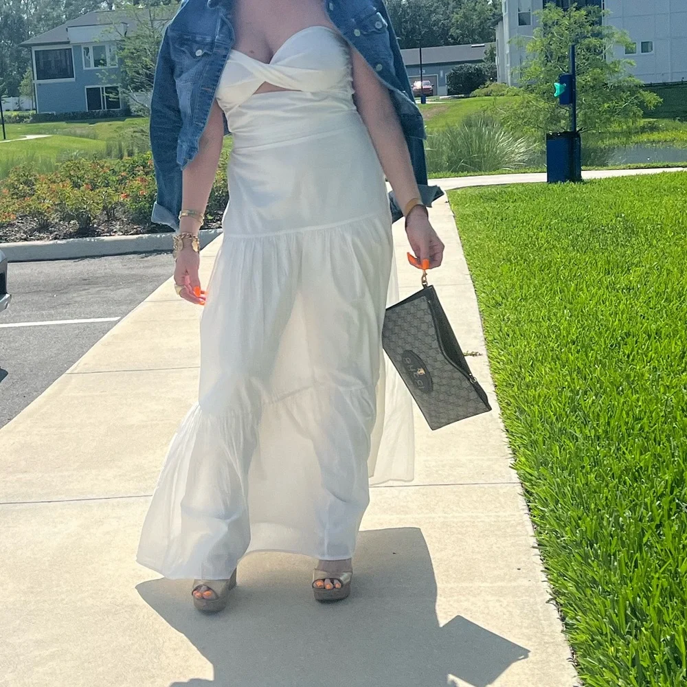 Fashion nova white maxi two piece dress tube crop top set